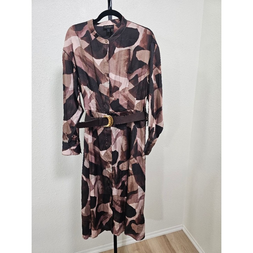 Donna Karan Shades of Brown Midi Length Shirt Dress - NWT - Size 12 (B14)